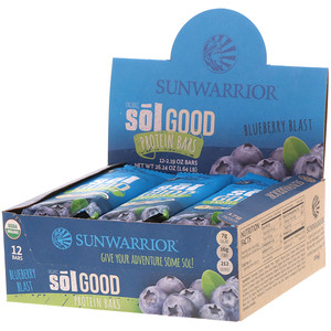 Отзывы о Сунвориор, Organic Sol Good Protein Bars, Blueberry Blast, 12 Bars, 2.19 oz Each