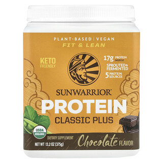 Sunwarrior, Proteína Classic Plus, a base de plantas orgánicas, chocolate, 13.2 oz (375 g)