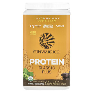 Sunwarrior, Proteine, Classic Plus, ciocolată, 1,65 lb (750 g)