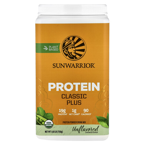 Sunwarrior, Classic Plus Protein, Unflavored, 1.65 lb (750 g)