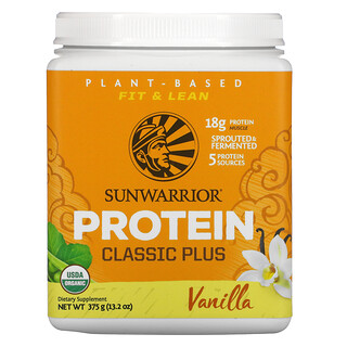 Sunwarrior, Protein Classic Plus, протеин на растительной основе, ванильный вкус, 375 г (13,2 унций)
