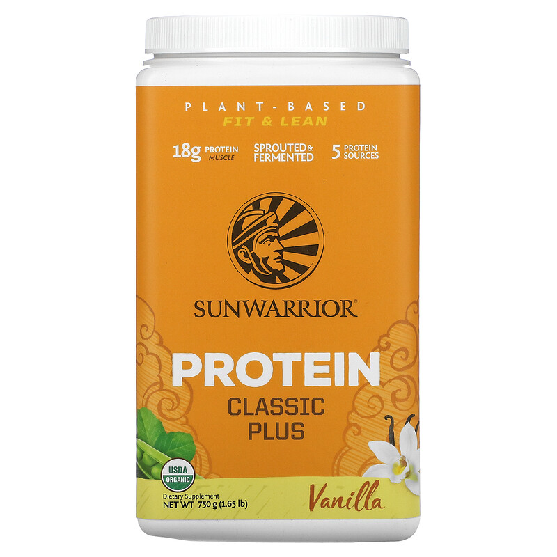 Sunwarrior, Classic Plus Protein, Organic Plant Based, Vanilla, 1.65 lb ...