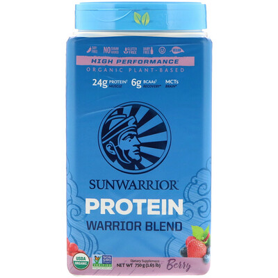 Sunwarrior Органический протеин растительного происхождения Warrior Blend Protein,ягоды, 1.65 фт. (750 г)