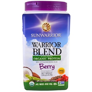 Sunwarrior, Warrior Blend, Растительный органический протеин, Ягоды, 1,65 фунта (750 г)