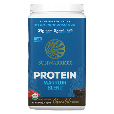 

Sunwarrior Белок Warrior Blend, орагнический и растительный, шоколад, 1,65 фунта (750 г)