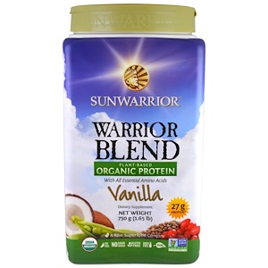 Sunwarrior, Warrior Blend, растительный органический протеин, ваниль, 1,65 фунта (750 г)