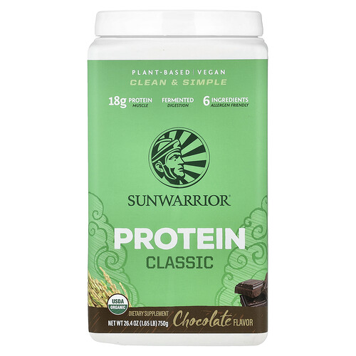 Sunwarrior, Classic Protein, klassisches Protein, Schokolade, 750 g (1,65 lb.)
