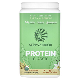 Sunwarrior, Klassiek eiwit, vanille, 1,65 lb (750 g)