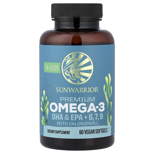 Sunwarrior Premium Omega-3, DHA & EPA + 6, 7, 9 With Chlorophyll, 60 Vegan Softgels