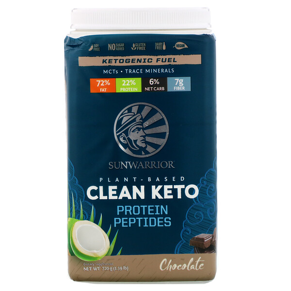 Sunwarrior‏, תוסף תזונה Plant-Based Clean Keto, בטעם שוקולד, 720 גרם (1.59 ליברות)