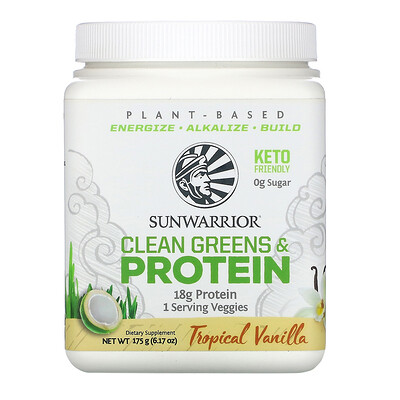 Sunwarrior Clean Greens & Protein, Tropical Vanilla, 6.17 oz (175 g)