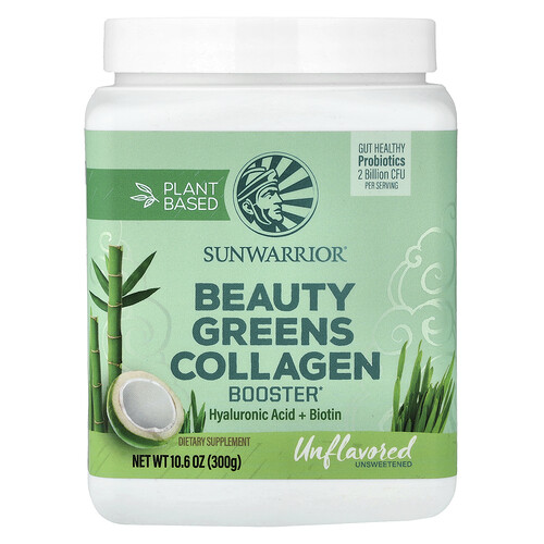 Sunwarrior, Plant Based Beauty Greens Collagen Booster, Unflavored, 10.6 oz (300 g)