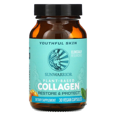 Sunwarrior Plant-Based Collagen, Restore & Protect, 30 Vegan Capsules