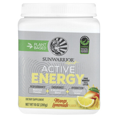 Sunwarrior  Sport  Active Energy Preworkout  Mango Lemonade  10 oz ( 285 g)