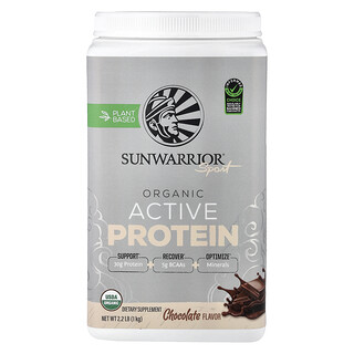 Sunwarrior, Sport, proteină activă organică, ciocolată, 2,2 lb (1 kg)
