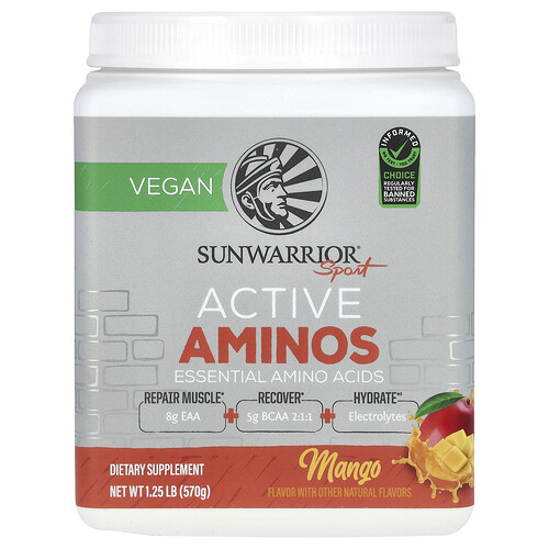Sunwarrior Sport, Active Aminos, Mango, 1.25 lb (570 g)