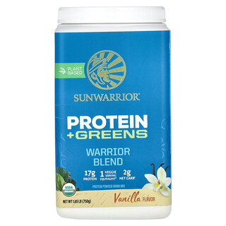 Sunwarrior, Warrior Blend, Proteína y verduras de hoja, Vainilla, 750 g (1,65 lb)