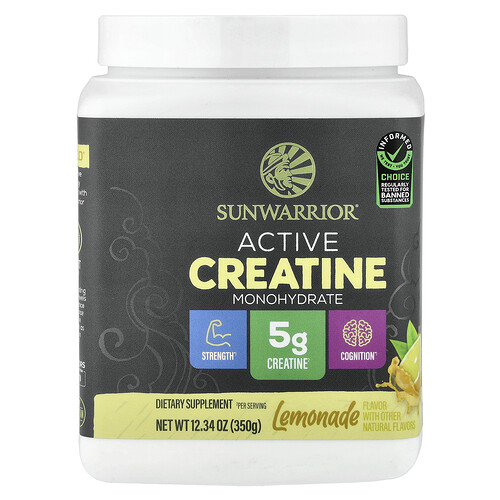 Sunwarrior Active Creatine Monohydrate, Lemonade, 12.34 oz (350 g)