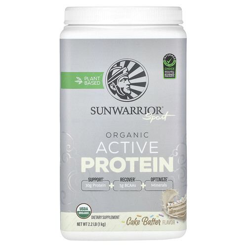 Sunwarrior, Sport, Organic Active Protein, Cake Batter, 2.2 lb (1 kg)