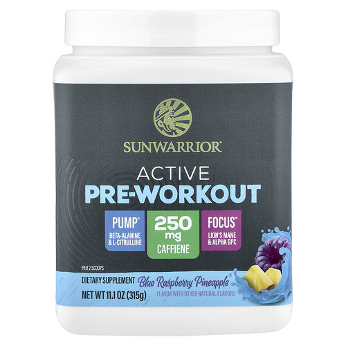 Sunwarrior, Active Pre-Workout, Blue Raspberry Pineapple, 11.1 oz (315 g)