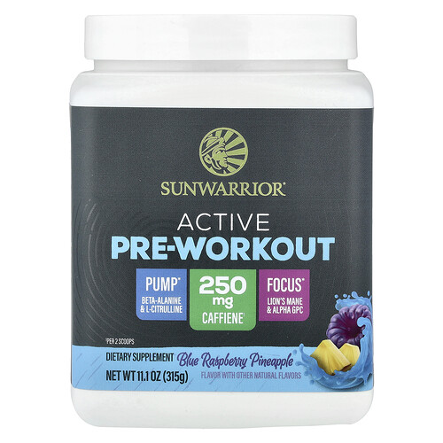 Sunwarrior, Active Pre-Workout, Blue Raspberry Pineapple, 11.1 oz (315 g)