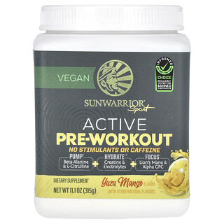 Sunwarrior‏, Sport, פעיל לפני אימון, ללא ממריצים או קפאין, יוזו מנגו, 315 גרם (11.1 אונקיות)