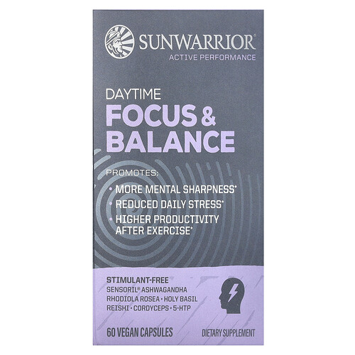 Sunwarrior, Daytime Focus & Balance, Konzentration und Gleichgewicht während des Tages, 60 vegane Kapseln