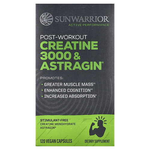 Sunwarrior, Post-Workout Creatine 3000 & Astragin®, Kreatin nach dem Training und Tragin®, 120 vegane Kapseln