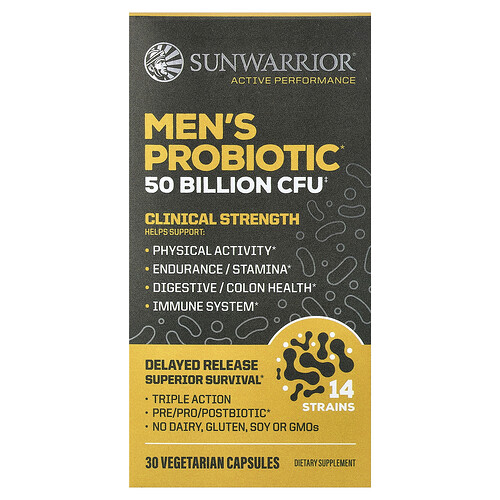 Sunwarrior Men's Probiotic, 30 Vegetarian Capsules