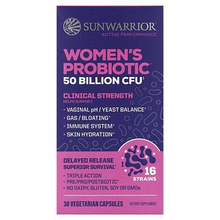 Sunwarrior, Suplemento probiótico para mujeres, 30 cápsulas vegetales