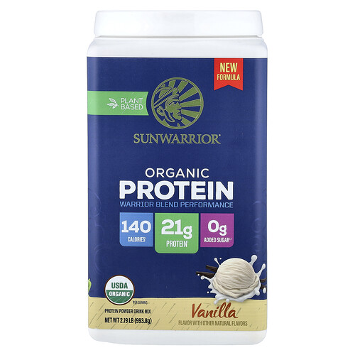 Sunwarrior Plant Based Organic Protein, Vanilla, 2.19 lb (993.8 g)