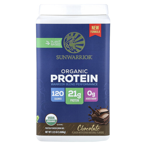 Sunwarrior Plant Based Organic Protein, Chocolate, 2.22 lb (1.008 kg)
