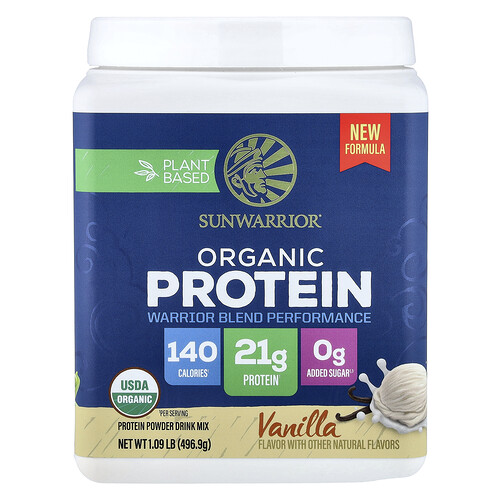 Sunwarrior Plant Based Organic Protein, Vanilla, 1.09 lb (496.9 g)
