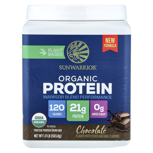 Sunwarrior Plant Based Organic Protein, Chocolate, 1.11 lb (503.8 g)