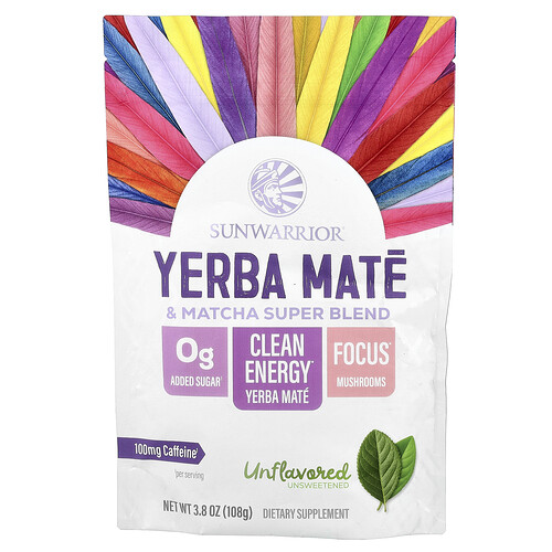 Sunwarrior Yerba Mate & Matcha Super Blend, Unflavored, 3.8 oz (108 g)