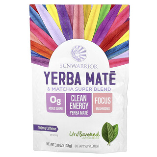 Sunwarrior, Yerba Mate & Matcha Super Blend, Unflavored, 3.8 oz (108 g)