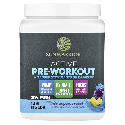 Sunwarrior, Active Pre-Workout, Blaue Himbeere Ananas, 315 g