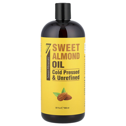 Seven Minerals Sweet Almond Oil, Cold Pressed & Unrefined, Unscented, 32 fl oz (950 ml)