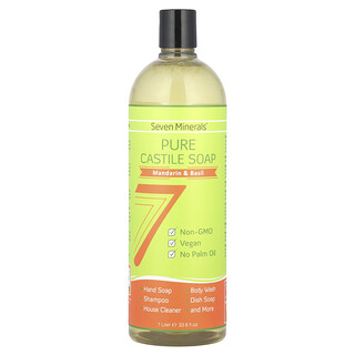 Seven Minerals, Sabun Castile Tulen, Mandarin & Basil, 33.8 fl oz (1 l)