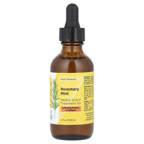 Seven Minerals, Rosemary Mint Hair & Scalp Treatment Oil, Rosmarin-Minze-Haar- und Kopfhaut-Pflegeöl, mit Reisprotein und Koffein, 60 ml (2 fl. oz.)