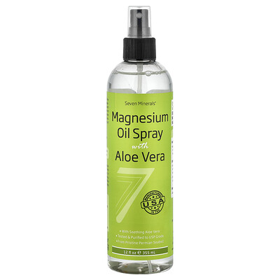 Seven Minerals, Spray de aceite de magnesio con aloe vera, 355 ml (12 oz. líq.)