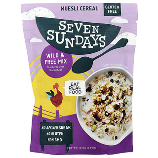 Seven Sundays, Cereal muesli, Mezcla salvaje y libre, Arándano azul, chía y trigo sarraceno, 340 g (12 oz)