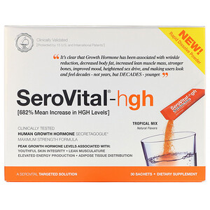 Отзывы о SeroVital, HGH, Rapid Dissolve Powder, Tropical Mix, 30 Sachets, 4 g Each