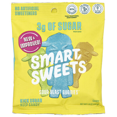 SmartSweets  Sour Blast Buddies®  Berry  Blue Raspberry  Lime  Lemon  Orange  1.8 oz (50 g)