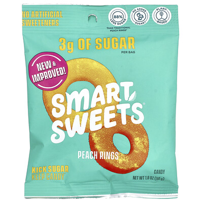 SmartSweets  Peach Rings  1.8 oz (50 g)
