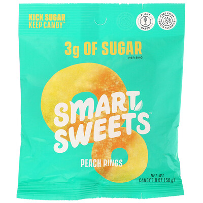 Купить SmartSweets Peach Rings, Peach, 1.8 oz (50 g)