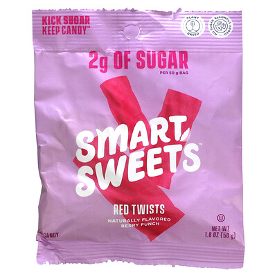 

SmartSweets Red Twists, ягодный пунш, 50 г (1,8 унции)