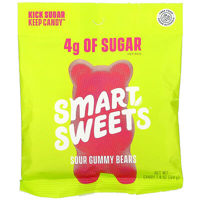 

SmartSweets Sour Gummy Bears, Raspberry, Apple, Lemon Peach, 1.8 oz (50 g)