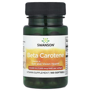 Swanson Vitamins, Βήτα Καροτίνη, 25.000 IU (7.500 mcg RAE), 100 μαλακές γέλη