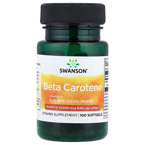 Swanson Vitamins, Beta Carotene, 10,000 IU (3,000 mcg RAE), 100 Softgels